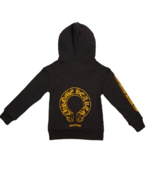 Chrome Hearts Kids Yellow Zip-up Hoodie -Black