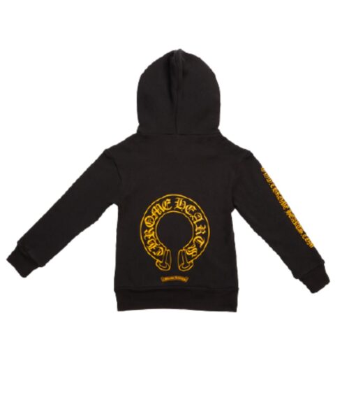 Chrome Hearts Kids Yellow Zip-up Hoodie -Black