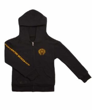 Chrome Hearts Kids Yellow Zip-up Hoodie -Black