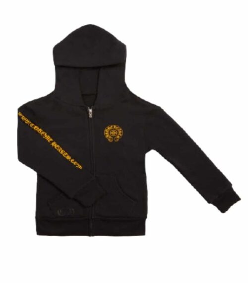 Chrome Hearts Kids Yellow Zip-up Hoodie -Black