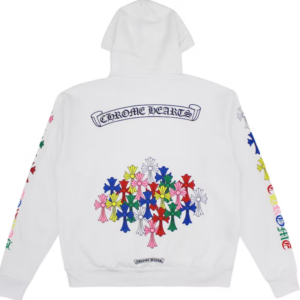 Chrome Hearts Multi Color Cross Hoodie – White