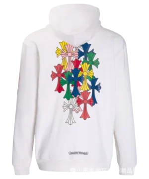 Chrome Hearts Multi Color Cross Hoodie – White