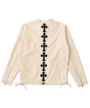 Chrome Hearts x Dover Street Market Ginza Cemetary Spine Leather Jacket – Beige