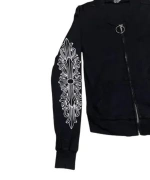 RARE Chrome Hearts Floral Cross Track Jacket Black Zip Up