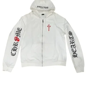 RARE Chrome Hearts x Rolling Stones Horseshoe Zip Up Hoodie – White