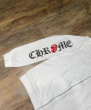 RARE Chrome Hearts x Rolling Stones Horseshoe Zip Up Hoodie – White