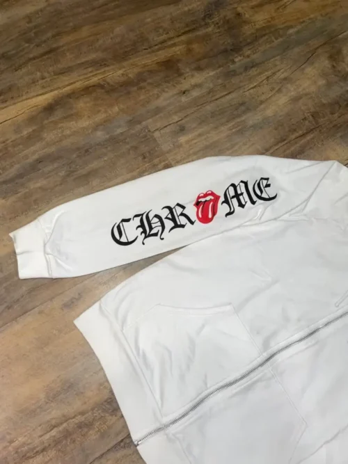 RARE Chrome Hearts x Rolling Stones Horseshoe Zip Up Hoodie – White