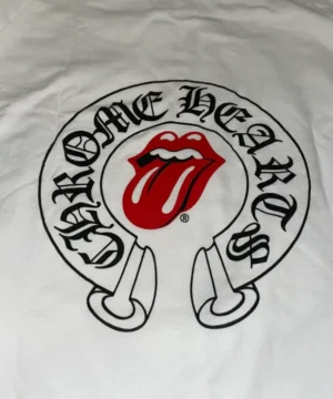 RARE Chrome Hearts x Rolling Stones Horseshoe Zip Up Hoodie – White