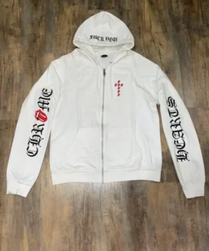 RARE Chrome Hearts x Rolling Stones Horseshoe Zip Up Hoodie – White