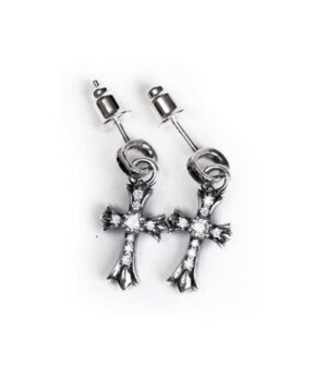 CH Cross Baby Fat Stud Pierce With Pave Diamond