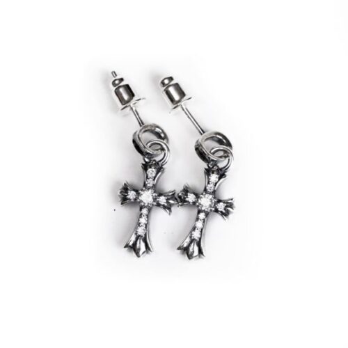 CH Cross Baby Fat Stud Pierce With Pave Diamond