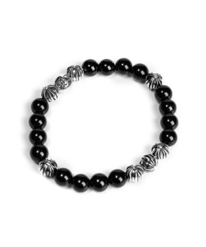 CH Onyx Bead Bracelet 8MM (8 Silver Beads)