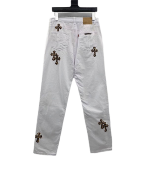 Chrome Heart White Leopard Cross Jeans