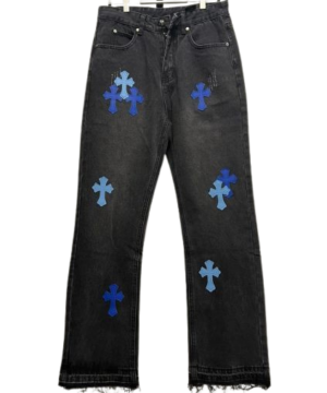 Chrome Hearts Black and Blue Cross Jeans