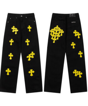 Chrome Hearts Distressed Yellow Jeans