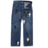 Chrome Hearts Fleur Knee Cross Patch Jeans