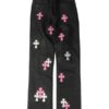 Chrome Hearts Fleur Knee Leather Cross Patch Pants