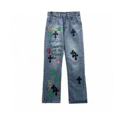 Chrome Hearts Graffiti Red Lips Jeans