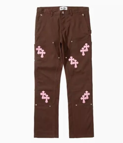 Chrome Style Brown Carpenter Hearts Pants