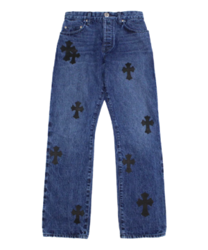 Cross Leather Patches Jeans